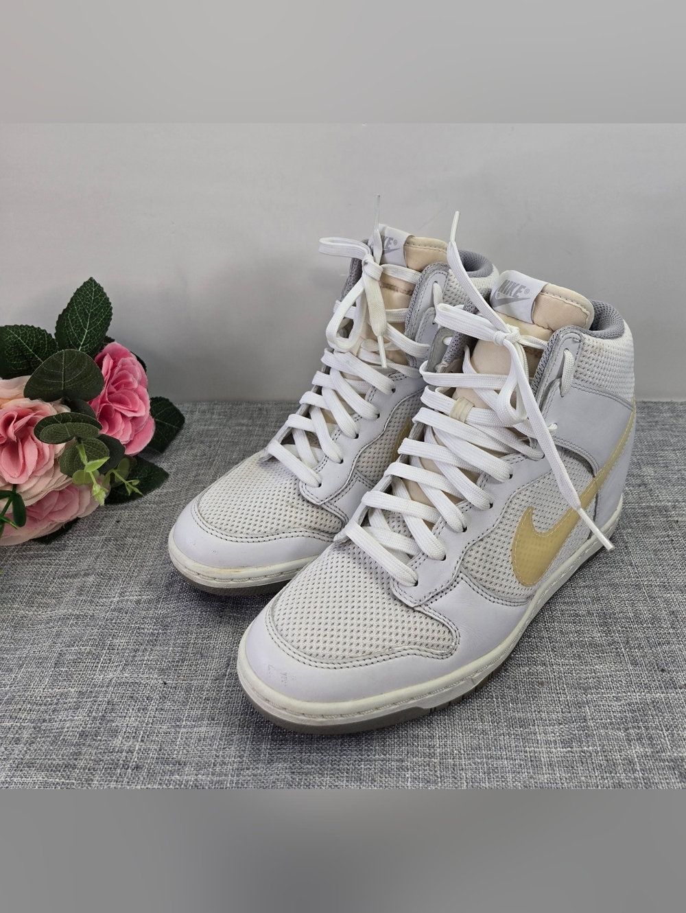 Nike Dunk Sky Hi Mesh Leather White/Grey Size 8 US 39 EU Sneaker Wedges